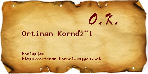 Ortinan Kornél névjegykártya